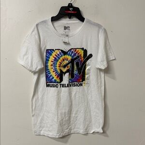MTV Vibrant Tie-Dye Logo White Tee